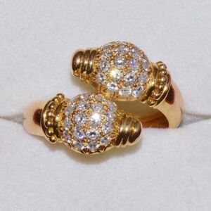 GENUINE NATURAL 0.79CTS VVS G DIAMOND 18K SOLID GOLD BYPASS RING